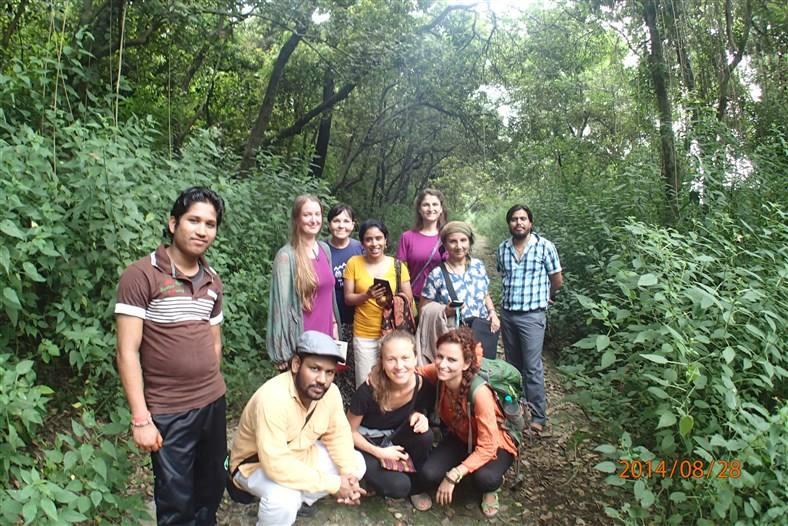 students hiking outside Dharamsala