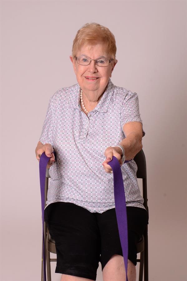 Betty - age 93, strap-stretching arms