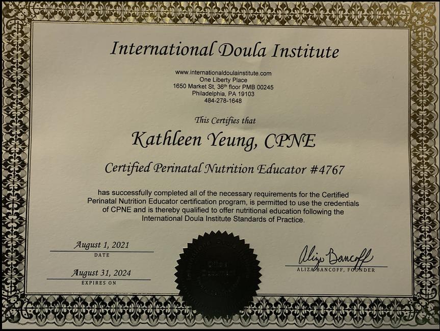 Certified Perinatal Nutrition Educator