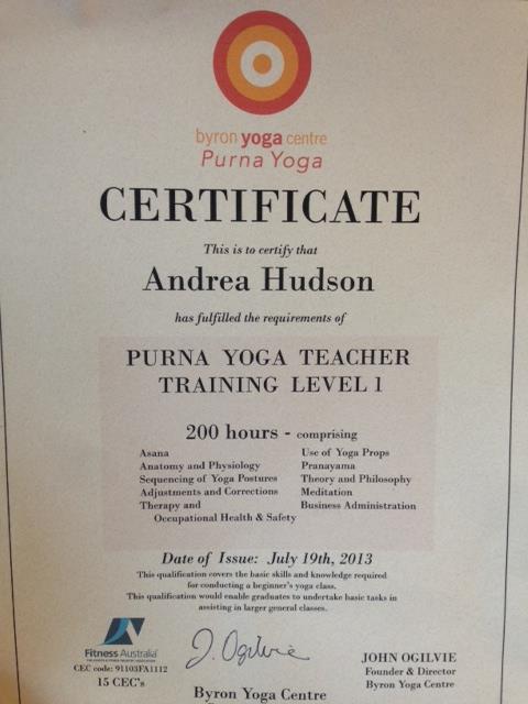 Yoga Teacher Training Certificate