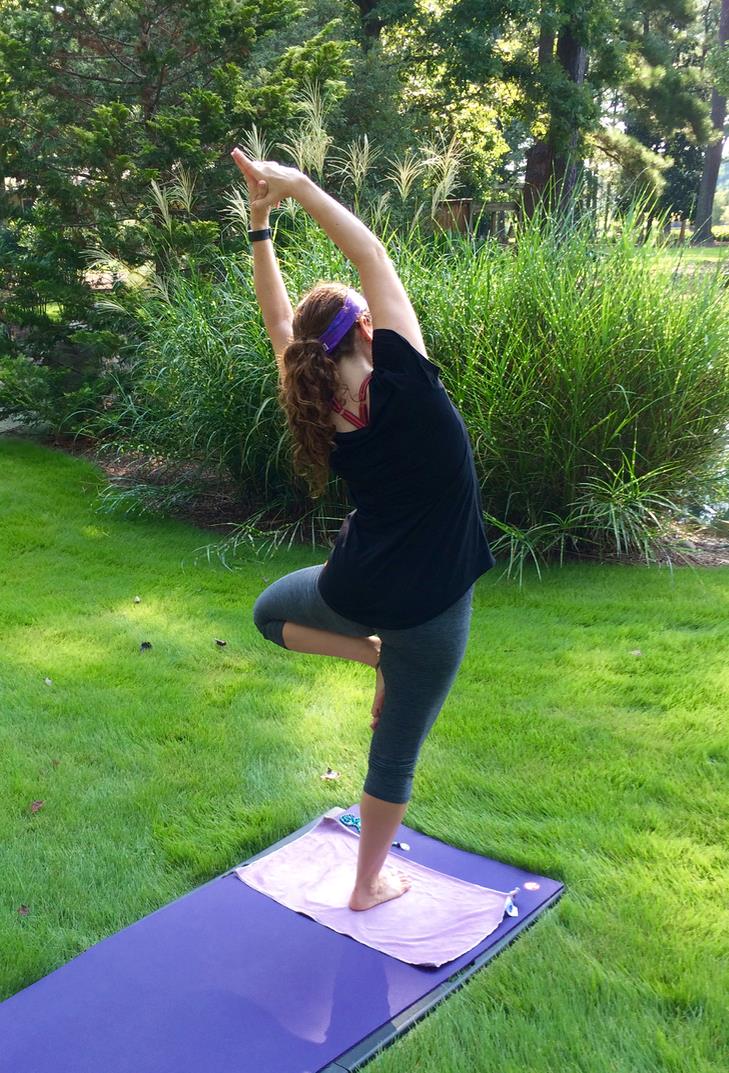 Yoga-Mojo Mini Retreat - Lisa Bending Tree Pose - From Back