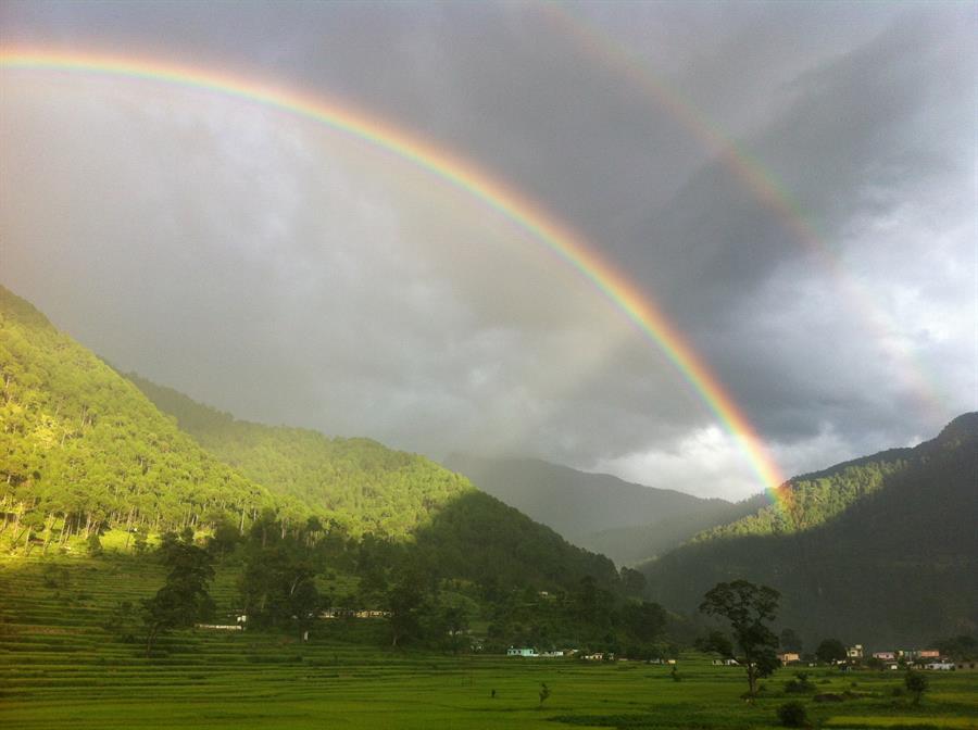 midst of heaven, rainbow as seen from the shala roof