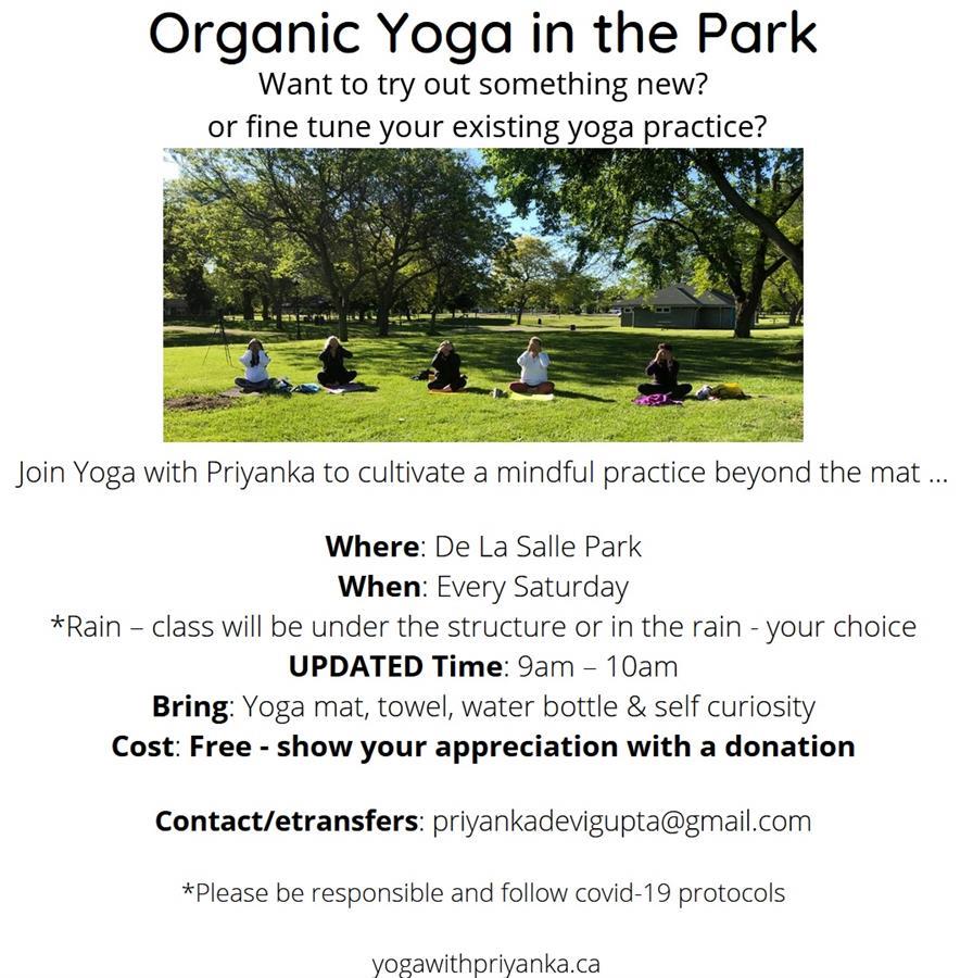 yoga in the park - updated timing