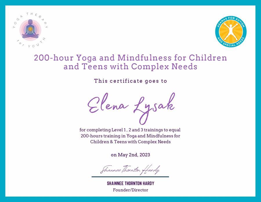 200-hour Yoga and Mindfulness for Children and Teens with Complex Needs