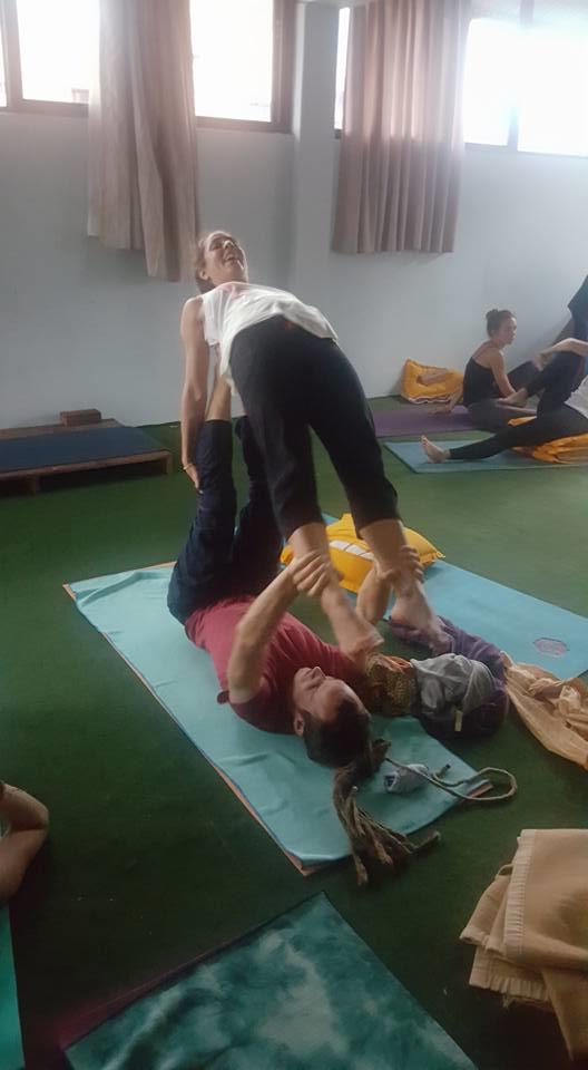 Yoga pose performed during yoga class