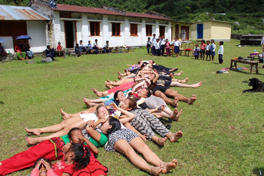 Students enjoying @ Rishikul Yogshala in nepal
