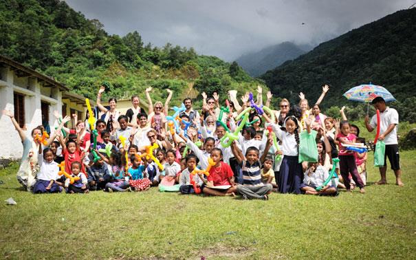 Students enjoying in Nepal