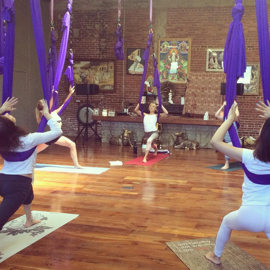 Teaching AiReal Yoga at Golden Bridge Yoga Studio