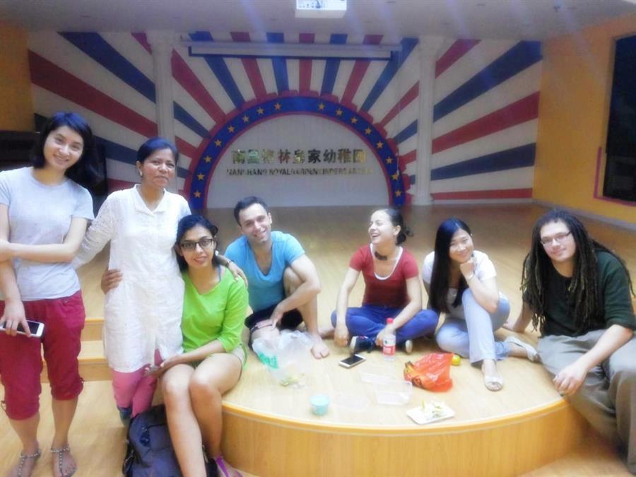 Sharing joy after our yoga classes in China