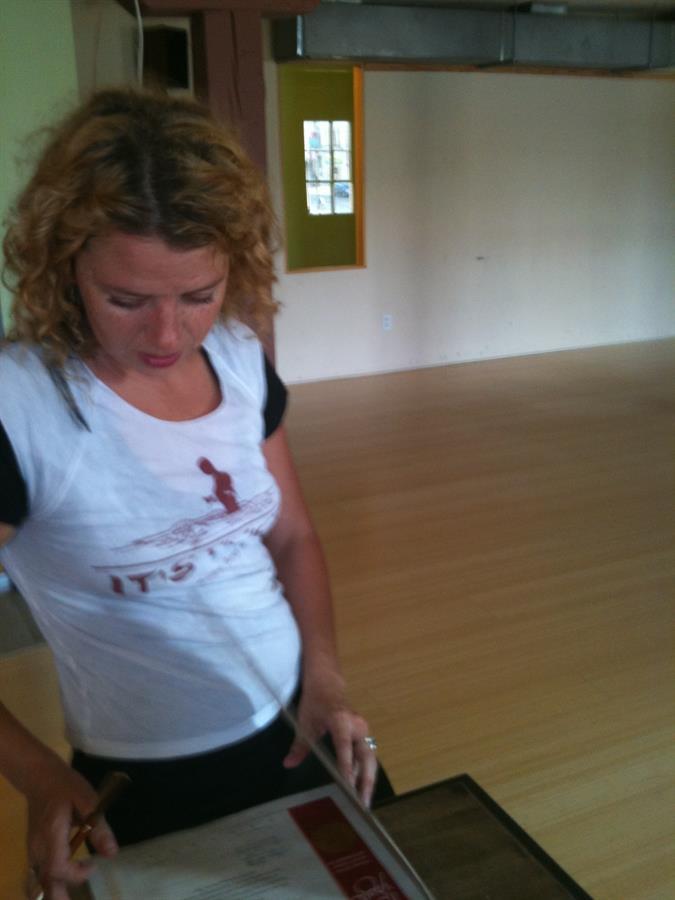 Amber Gean signing Its Yoga Certs