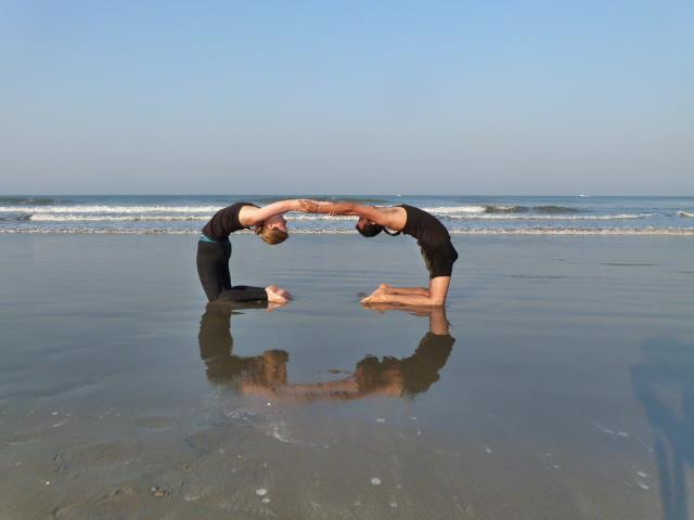 Yoga fun on the beach