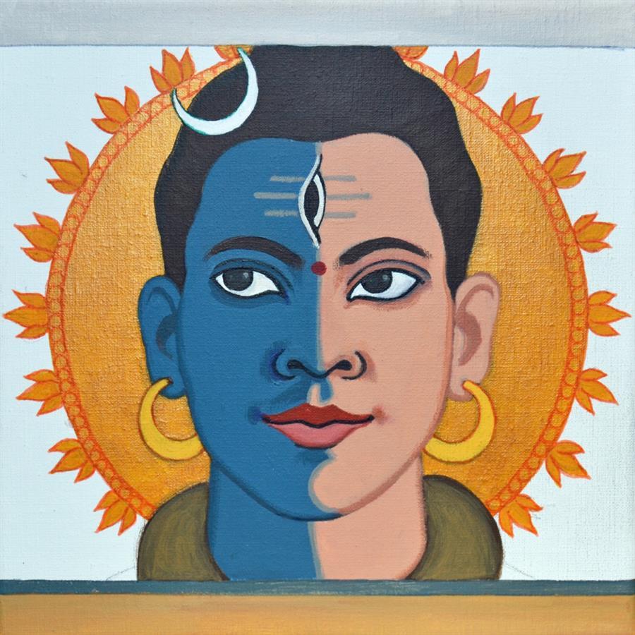 Surya with Shiva painting