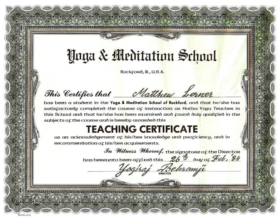 Certified in 1984 (teaching since 1976)