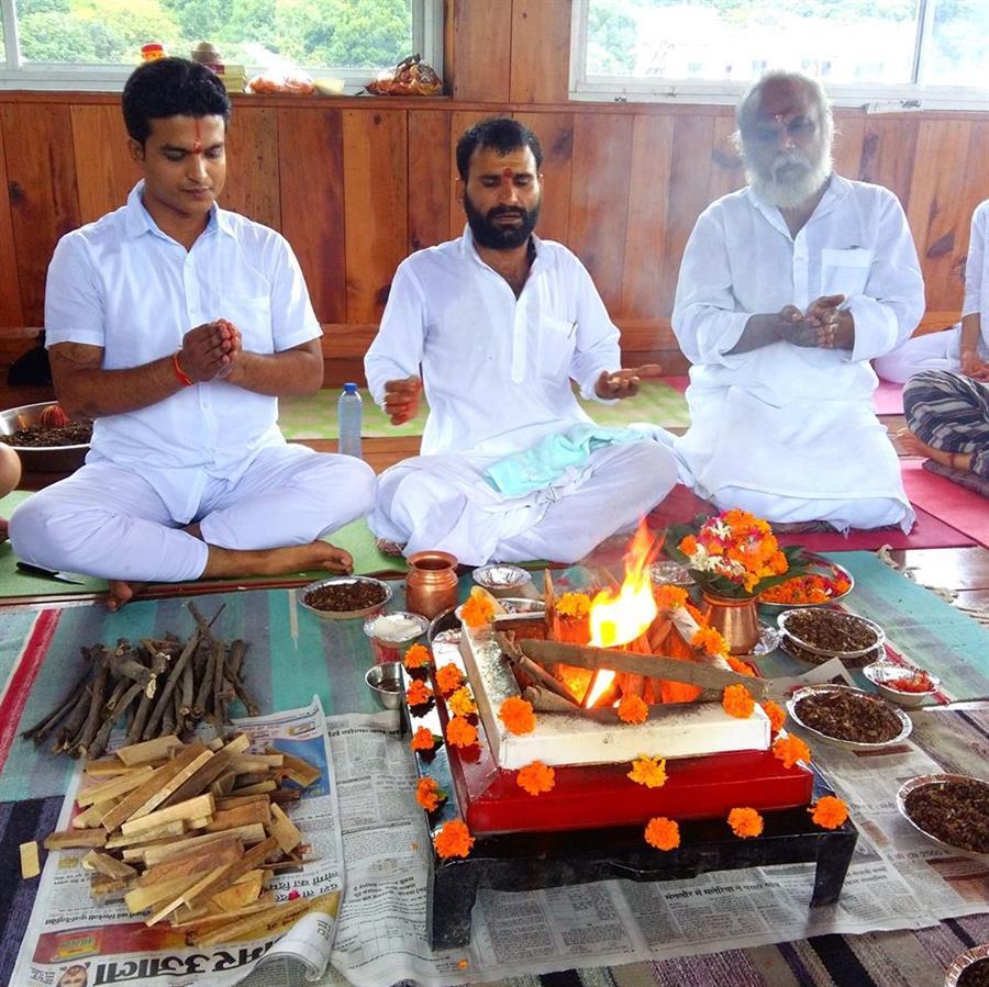 Fire Ceremony at Rishikul Yogshala