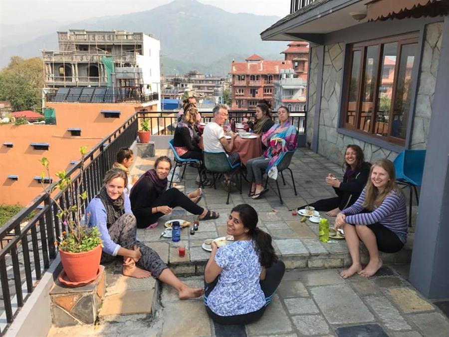 Students enjoying @ Rishikul Yogshala in nepal
