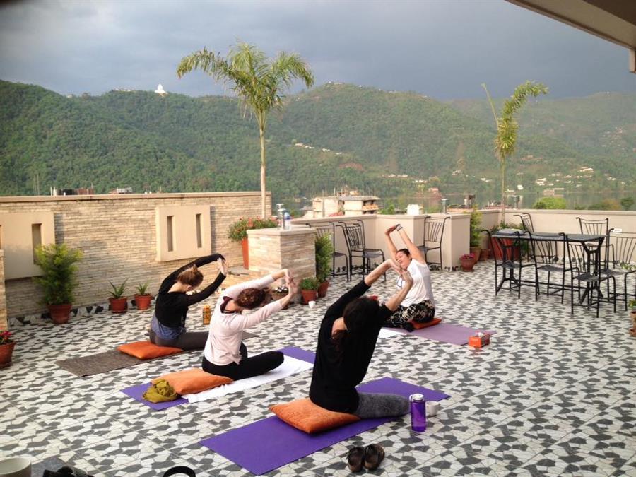 Yoga session at Rishikul yogshala