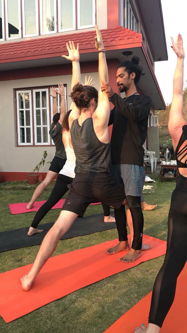 Morning yoga practice in nepal