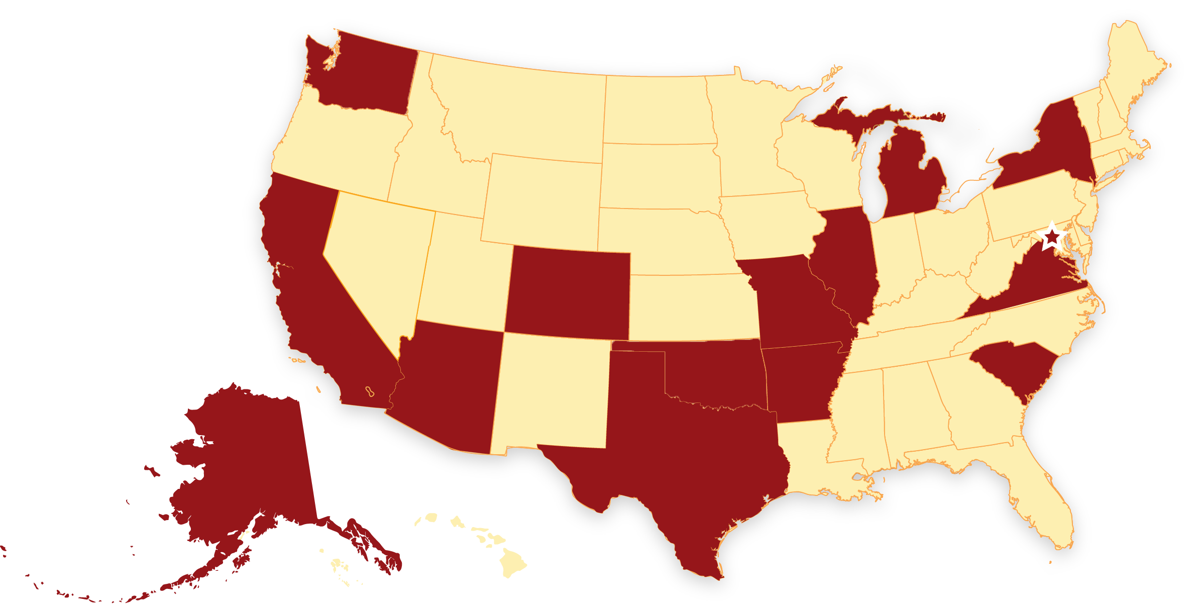 Yoga Alliance - United States advocacy efforts map